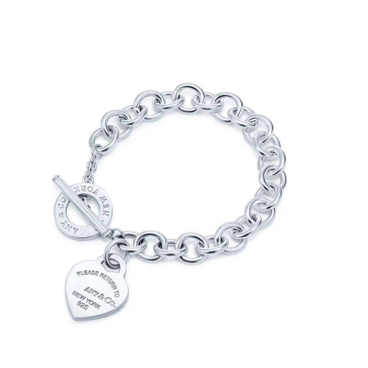 [Dawnora Jewelry]LOVE HEART PIN BUCKLE RETURN TO TIF SILVER BRACELET