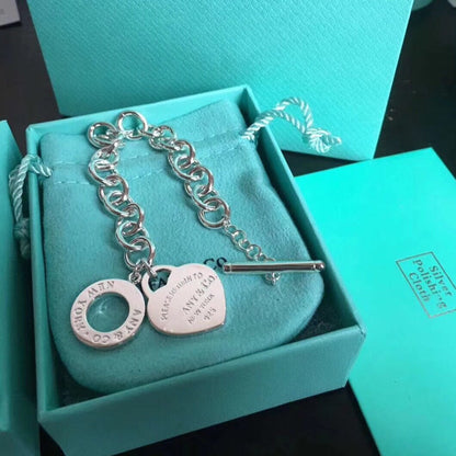 [Dawnora Jewelry]LOVE HEART PIN BUCKLE RETURN TO TIF SILVER BRACELET