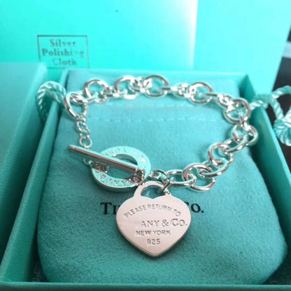 [Dawnora Jewelry]LOVE HEART PIN BUCKLE RETURN TO TIF SILVER BRACELET