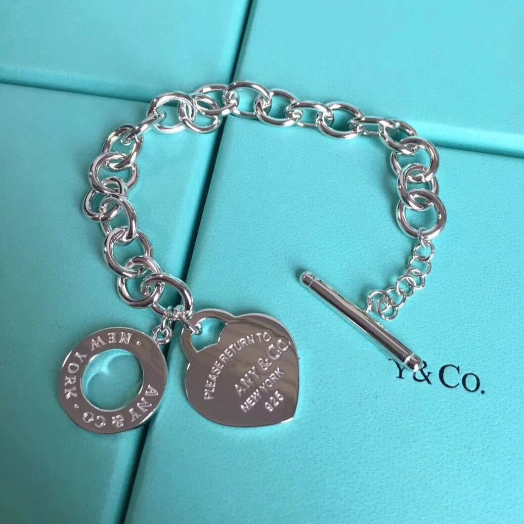 [Dawnora Jewelry]LOVE HEART PIN BUCKLE RETURN TO TIF SILVER BRACELET