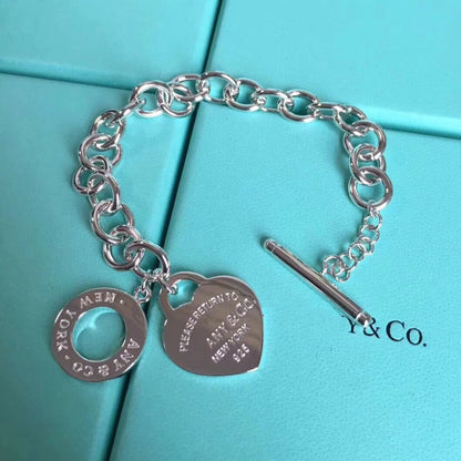 [Dawnora Jewelry]LOVE HEART PIN BUCKLE RETURN TO TIF SILVER BRACELET