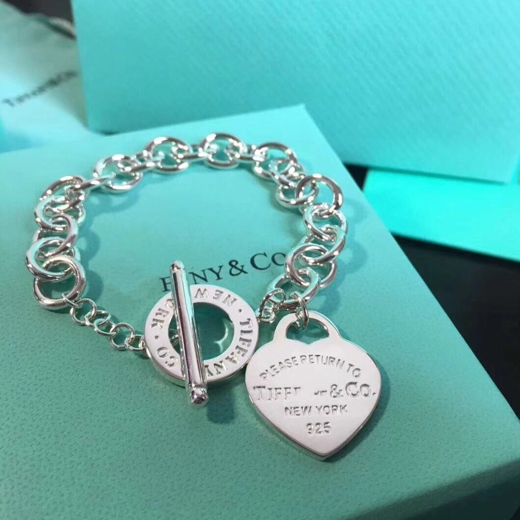 [Dawnora Jewelry]LOVE HEART PIN BUCKLE RETURN TO TIF SILVER BRACELET