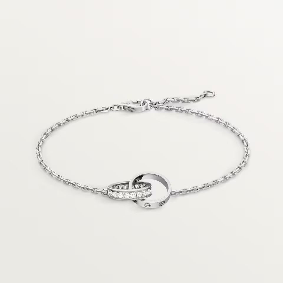 [Dawnora Jewelry]LOVE DOUBLE RING HALF DIAMOND BRACELET