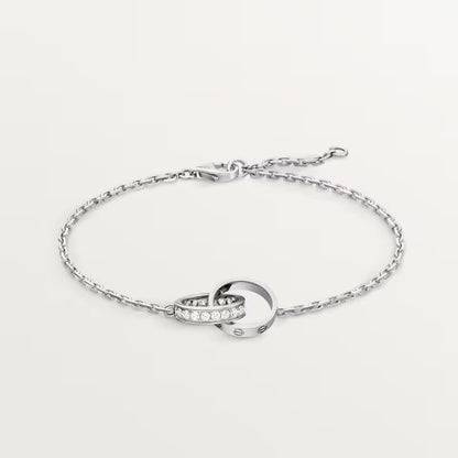 [Dawnora Jewelry]LOVE DOUBLE RING HALF DIAMOND BRACELET