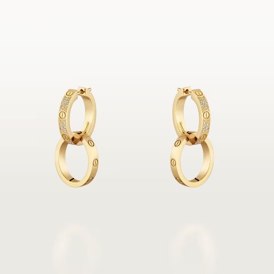 [Dawnora Jewelry]LOVE 3.3MM DANGLE HALF DIAMOND EARRINGS